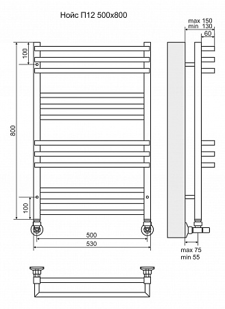 Нойс П12 500х800 Полотенцесушитель  TERMINUS Новочеркасск - фото 3