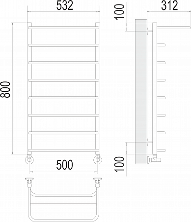 Полка П8 500х800  Полотенцесушитель  TERMINUS Новочеркасск - фото 3