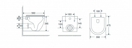 Подвесной унитаз безободковый Terminus Енисей Monolit 560х390 белый Новочеркасск - фото 8