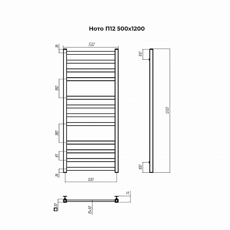 Ното П12 500х1200 Полотенцесушитель TERMINUS Новочеркасск - фото 3