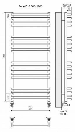 Берн П16 500х1000 Полотенцесушитель  TERMINUS Новочеркасск - фото 3