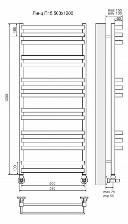 Линц П15 500х1200 Полотенцесушитель  TERMINUS Новочеркасск - фото 3