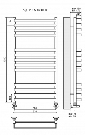 Рид П13 500х1000 Полотенцесушитель  TERMINUS Новочеркасск - фото 3