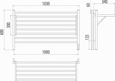 Горизонт П8 1000х600 электро КС ЧЕРНЫЙ МУАР (sensor quick touch) Полотенцесушитель TERMINUS Новочеркасск - фото 5